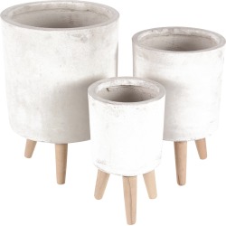 Set Of 3 Fiber Wood Planters