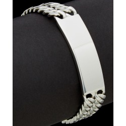 Italian Silver Double Curb Link ID Bracelet