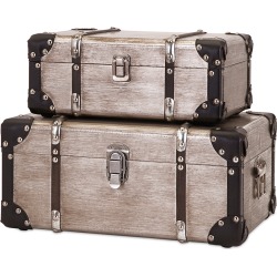 IMAX Set of 2 Baker Aluminum Clad Suitcases