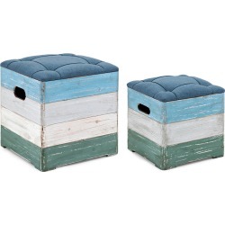 Imax Worldwide Home Set of 2 Delta Wood Crate Ottomans