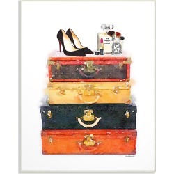 Stupell Luggage Stack Shoes And Makeup by Amanda Greenwood