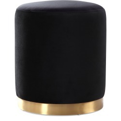 TOV Opal Black Velvet Ottoman -Gold Base