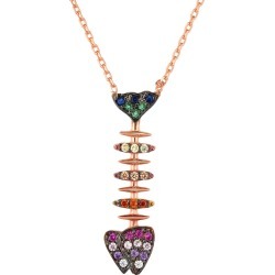 Sphera Milano 18K Rose Gold Over Silver CZ Fish Bone Necklace