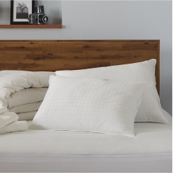 Exquisite Set of 2 Soft Gel Filled Dobby Windowpane Shell Stomach Sleeper Pillow