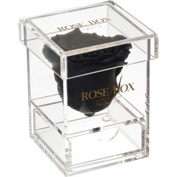 Rose Box NYC Single Velvet Black Rose Jewelry Box