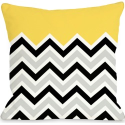 One Bella Casa "Yellow Chevron" Decorative Pillow