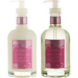 Mosaiq Dragon Fruit 2pc Hand Soap & Lotion Glass Bottle Set
