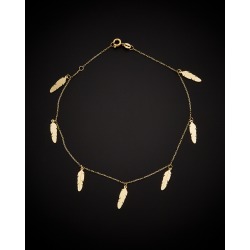 14K Italian Gold Feather Station Anklet