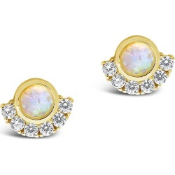Sterling Forever 14K Over Silver CZ Half Halo Opal Studs found on Bargain Bro from Gilt City for USD $22.79