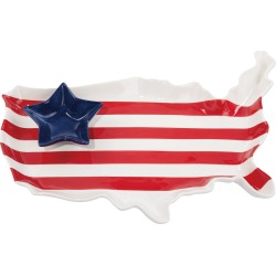 Transpac Dolomite Multicolor 4th of July Americana USA Chip and Dip