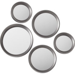 Torre & Tagus Portico Round Antique Pewter Set of Five Mirrors