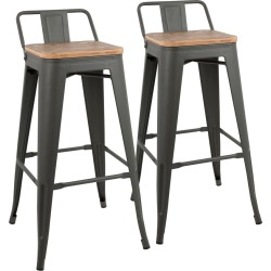 Lumisource Set of 2 Oregon Low Back Barstools