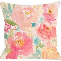 One Bella Casa Popping Peonies Outdoor Pillow