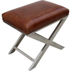 Pasargad Home Paris Club Bench with Genuine Top Grain Leather