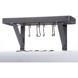 Old Dutch Graphite Wall Mount Bookshelf Pot Rack