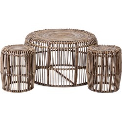Imax Worldwide Home Set of 3 Neutro Rattan Coffee & Accent Tables