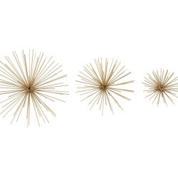 Set of 3 Metal Gold Wall Stars