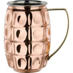 Old Dutch Set of 2 24oz Solid Copper/Stainless Steel Grenada Mugs