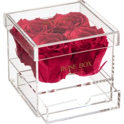Rose Box NYC 4 Ruby Pink Roses Jewelry Box