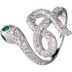 Eye Candy Los Angeles The Luxe Collection Rhodium Plated CZ Snake Eye Ring