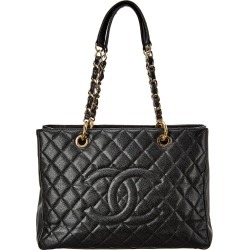 Chanel Black Quilted Caviar Leather Grand Shopping Tote