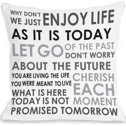 Enjoy Life Today White Black Gray Floor Cushion by