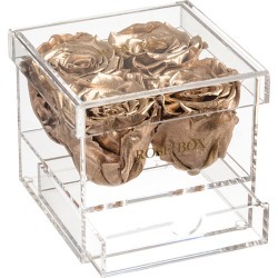 Rose Box NYC 4 Gold Roses Jewelry Box