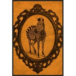 Framed Zebra in Tangerine, Decorative Framed Hand