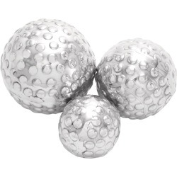 Set Of 3 Silver Aluminum Decorative Balls