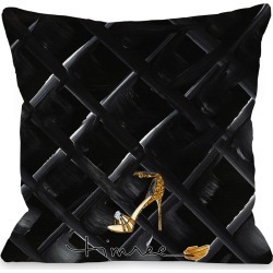 Bow Perfume/Black Quilted- White Black Pillow by T