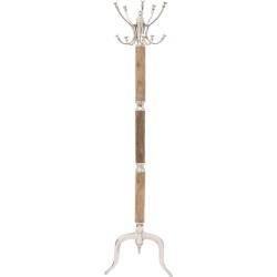 UMA Aluminum And Mango Wood Coat And Hat Rack
