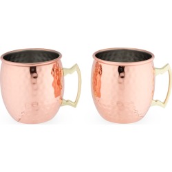 True Set of 2 Hammered Moscow Mule Copper Mugs