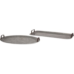 IMAX Set of 2 Garner Galvanized Decorative Trays