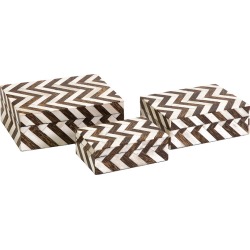 IMAX Uma Set of 3 Bone Inlay Boxes