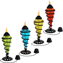 SunnyDaze Colored Glass Outdoor Tabletop Torches