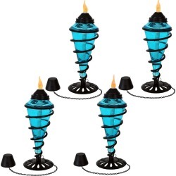 SunnyDaze Blue Glass Outdoor Tabletop Torches