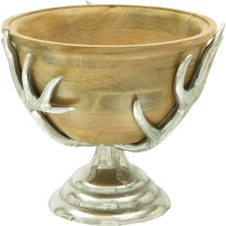 Aluminum & Wood Antler Bowl