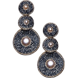 Eye Candy LA Moon Shadow Pearl And Hematite Three Tier Drop Pus
