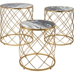 Imax Worldwide Home Set of 3 Contrast Faux Marble Tables