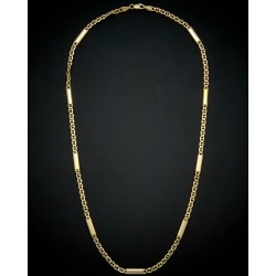 14K Italian Gold Bar Station Mariner Link Necklace