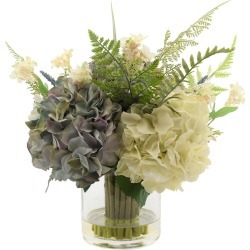Hydrangea and Vines in Glass Vase