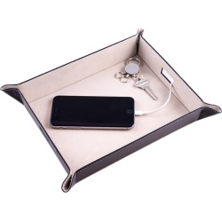 Bey-Berk Brown Leather Valet & Charging Station