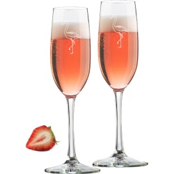 Carved Solutions Flamingo 8oz Champagne Flutes Set of 2