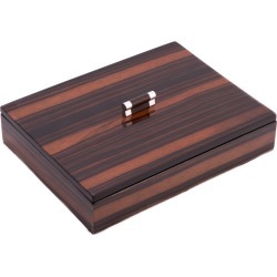 Bey-Berk Ebony Lacquered Burl Wood Tray with Cover