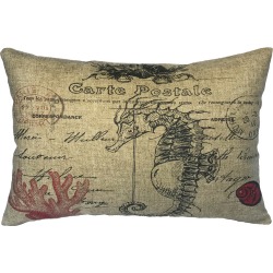 Coastal Seahorse Linen Pillow