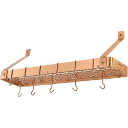 Old Dutch 36.25in Bookshelf Pot Rack with Grid & Hooks