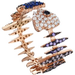 Sphera Milano 18K Rose Gold Over Silver CZ Fish Bone Ring