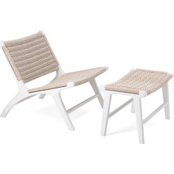 Imax Worldwide Home Set of 2 Carter Woven Teak Chair with Ottoman
