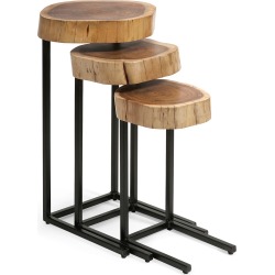 Imax Worldwide Home Set of 3 Nadera Wood & Iron Nesting Tables