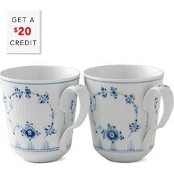 Royal Copenhagen Set of 2 12.5oz Fluted Plain Mugs